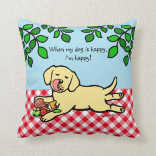 Coussin Chiot et hamburger jaunes de Labrador