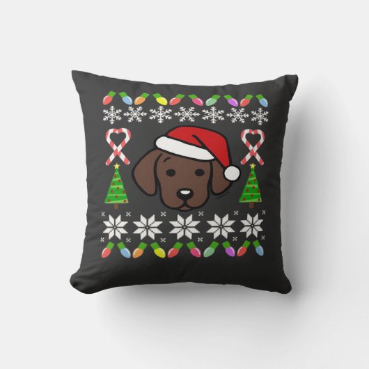 Coussin Chiot Labrador au Chocolat Noël Santa Géant (Recto)