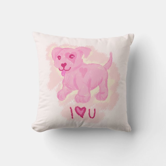 Coussin Chiot rose (Recto)