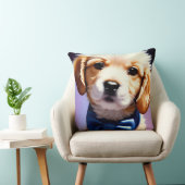 Coussin Chiot souple adorable avec jolie Cravate de Bow bl (Chaise)