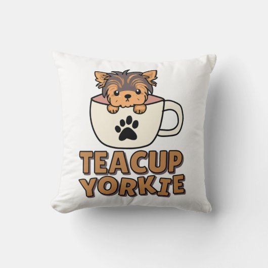 Coussin chiot Yorkie en tasse à thé  (Recto)