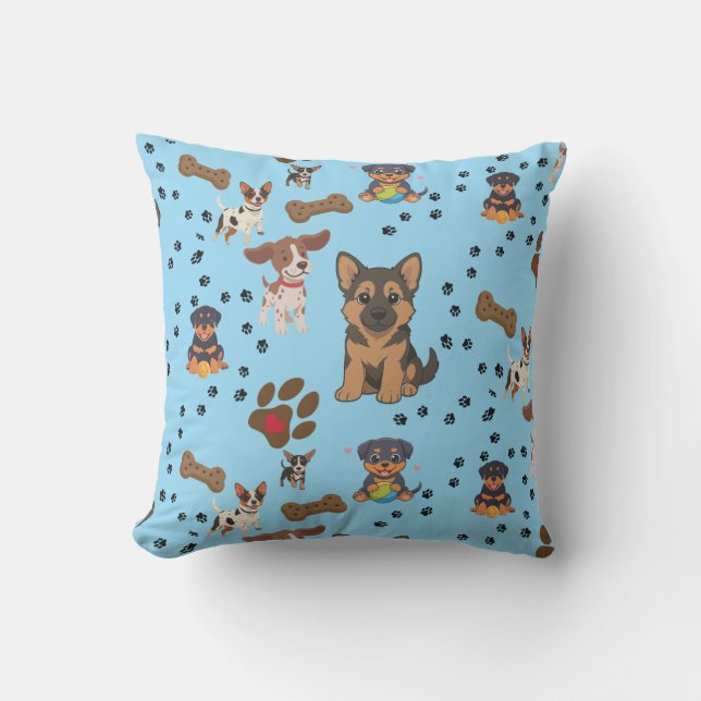 Coussin Chiots affectueux et amis joueurs (Recto)