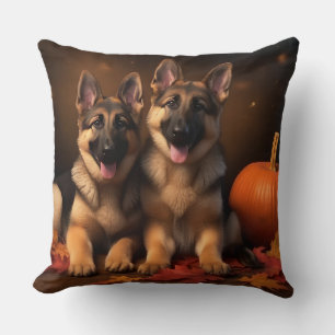 Coussin Chiots Berger Allemand Délice d'Automne Citrouille