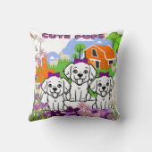 Coussin Chiots blancs amusants (Verso)