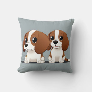 Coussin Chiots de dessin animé adorables assis ensemble