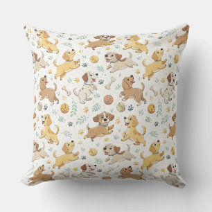 Coussin Chiots de Dessin Animé Ludiques - Motif de Design