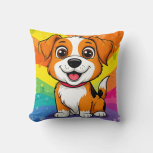 Coussin Chiots dessin animé avec une expression joyeuse