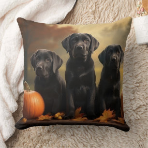 Coussin Chiots Labrador Délice d'Automne Citrouille