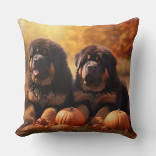 Coussin Chiots Mastiff Tibétain Délice d'Automne Citrouill