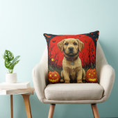 Coussin Chiots Retriever Doré Avec Des Citrouilles D'Hallo (Chaise)