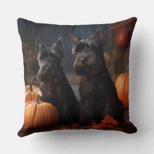Coussin Chiots Scottish Terrier Automne Délice Citrouille