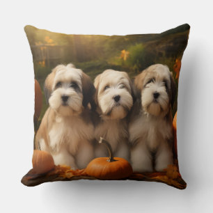 Coussin Chiots Terrier Tibétain Délice d'Automne Citrouill