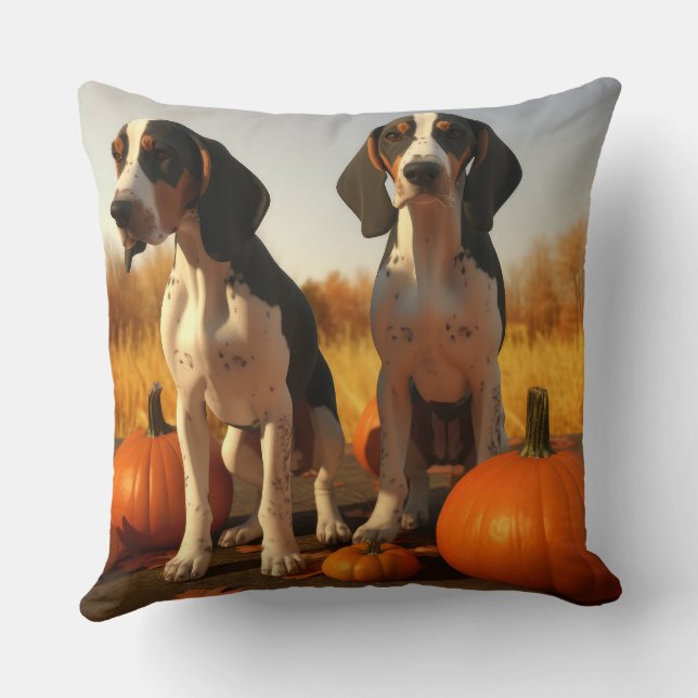 Coussin Chiots Treeing Walker Coonhound à l'automne avec c (Verso)