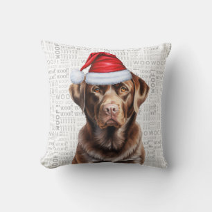 Coussin Chocolat amusant Labrador Retriever Chien Noël