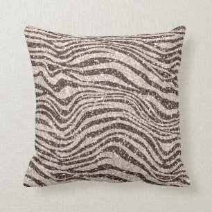 Coussin Chocolat Brown crème Blush Zebra Parties scintill