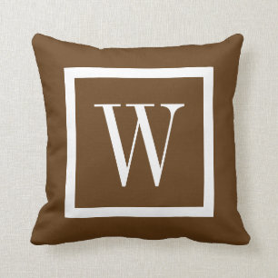 Coussin Chocolat Brown et blanc Preppy Carré Monogramme