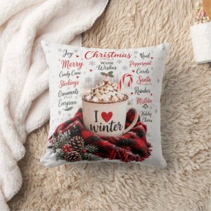 Coussin Chocolat chaud de Noël avec nuage de mots