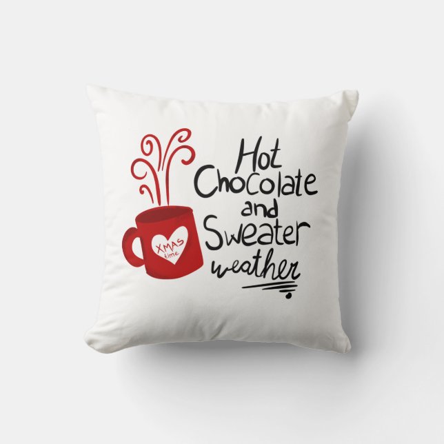 Coussin Chocolat Chaud Vacances de Noël  (Recto)