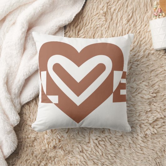 Coussin Chocolat graphique mignon Love Brown (Couverture)