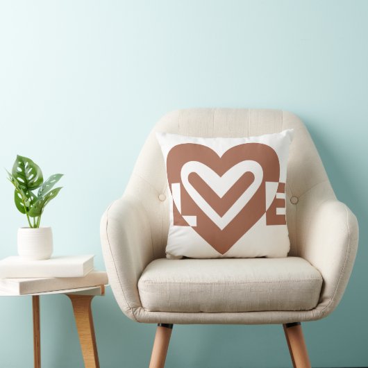 Coussin Chocolat graphique mignon Love Brown (Chaise)