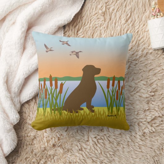 Coussin Chocolat Labrador Bird Dog Sunset (Couverture)