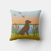 Coussin Chocolat Labrador Bird Dog Sunset (Verso)
