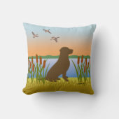 Coussin Chocolat Labrador Bird Dog Sunset (Recto)