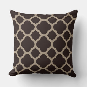 Coussin Chocolat riche Mocha Quatrefoil Motif