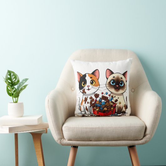 Coussin Chocolate Mess Cats (Chaise)