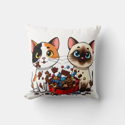 Coussin Chocolate Mess Cats (Recto)