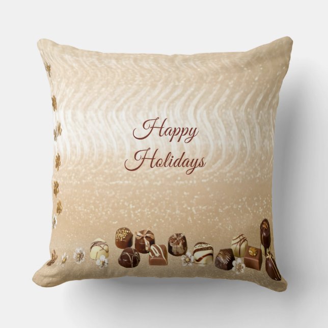 Coussin Chocolats assortis avec fleurs décoratives (Recto)