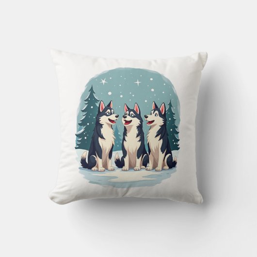 Coussin Chœur de Noël Husky (Recto)