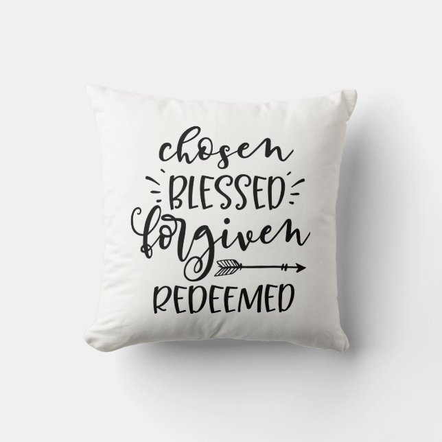 Coussin Choisi Bénis Pardonné Rédimé avec Flèche (Recto)