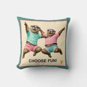 Coussin Choisissez le duo de loutres amusantes