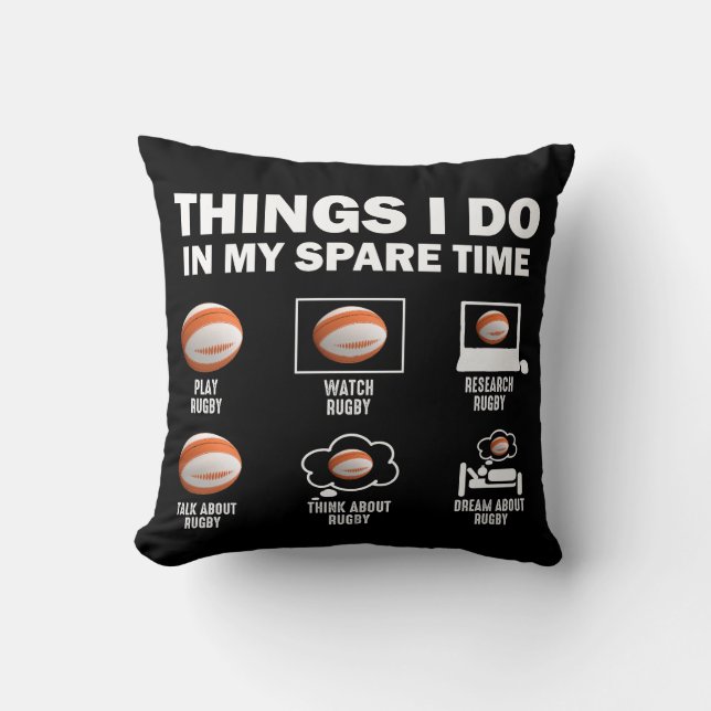 Coussin Choses que je fais dans mon temps libre Rugby (Recto)