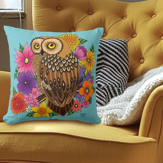 Coussin Chouette à fleurs (Créateur téléchargé)