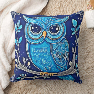 Coussin Chouette à la craie fantaisiste