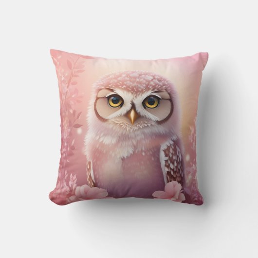 Coussin Chouette à terrière rose (Recto)