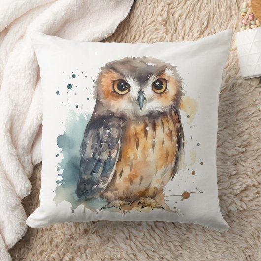 Coussin Chouette aquarelle adorable (Couverture)