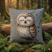 Coussin Chouette aquarelle mignonne dans un style floral e