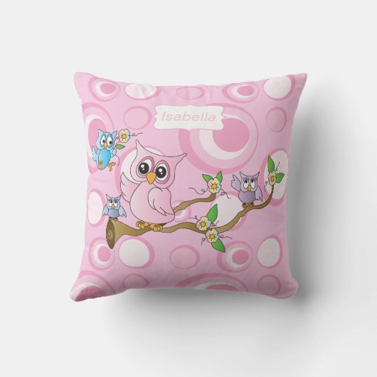 Coussin Chouette-bébé rose (Verso)