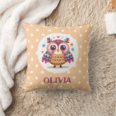 Coussin Chouette blanche colorée mignonne avec Pois (Couverture)