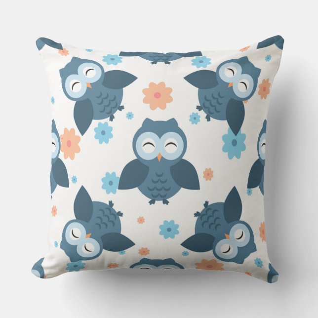Coussin Chouette bleue (Recto)