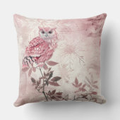 Coussin Chouette boisée rose mignonne (Verso)