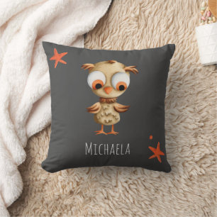 Coussin Chouette Brown mignonne Nursery Gris personnalisée