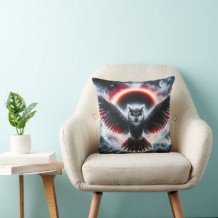 Coussin Chouette céleste cosmique mystique