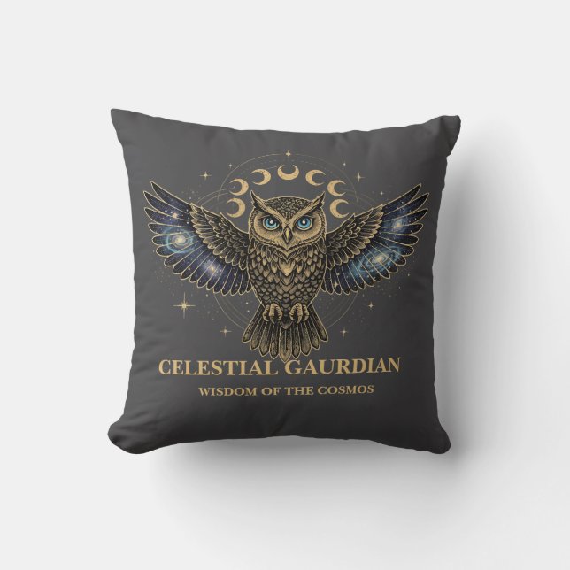 Coussin Chouette céleste Gardien cosmique (Recto)