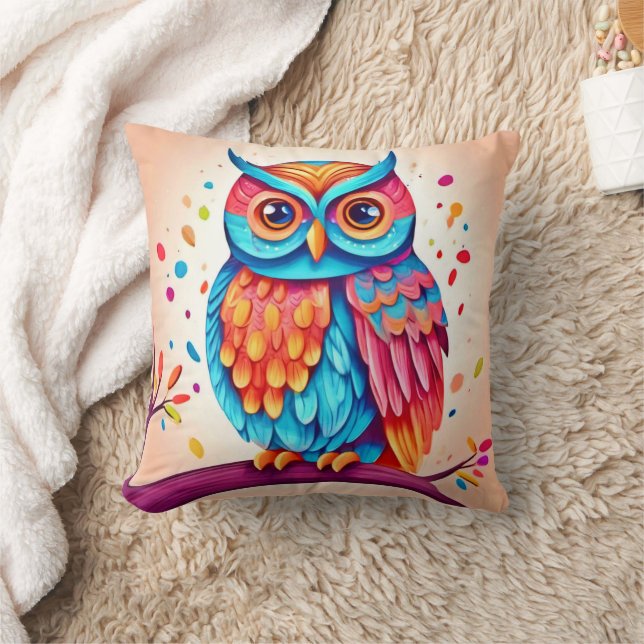 Coussin Chouette colorée (Couverture)