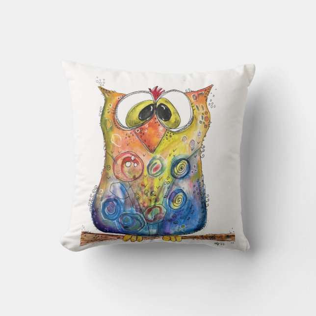 Coussin Chouette confuse mignonne Whimsical (Recto)