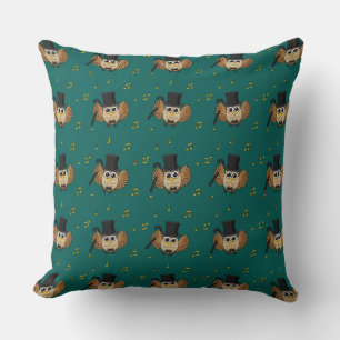 Coussin Chouette dansante mignonne avec notes musicales De